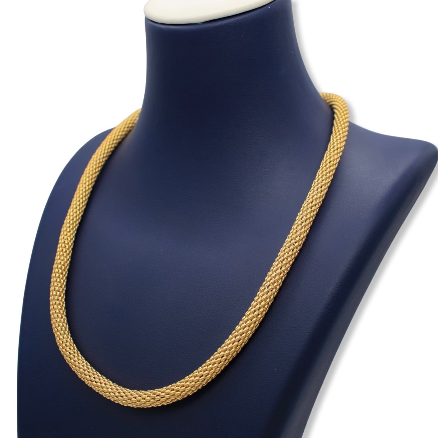 Women’s Fancy Popcorn Mesh Style Necklace & Bracelet Set In 18K Gold