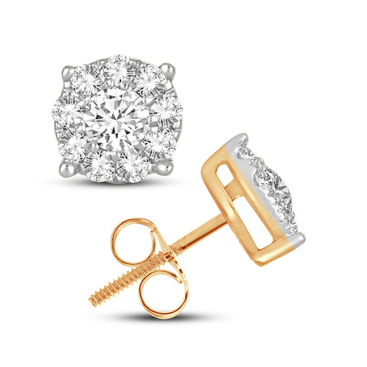 PENDIENTES DE DIAMANTES DE 14K Y 0,33CT