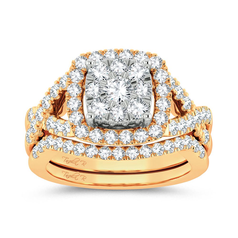 Golden Radiance - 14K Yellow Gold 1.50CT Diamond Bridal Set