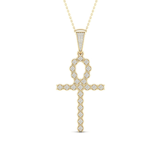 Religious 10K Yellow Gold 0.38CT Diamond Pendant