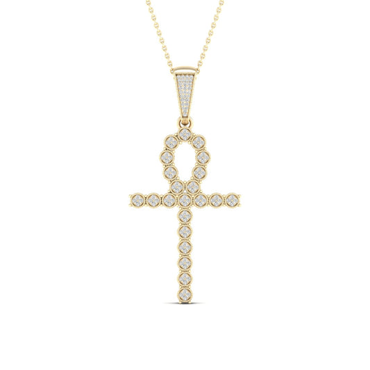 Religious 10K Yellow Gold 0.38CT Diamond Pendant