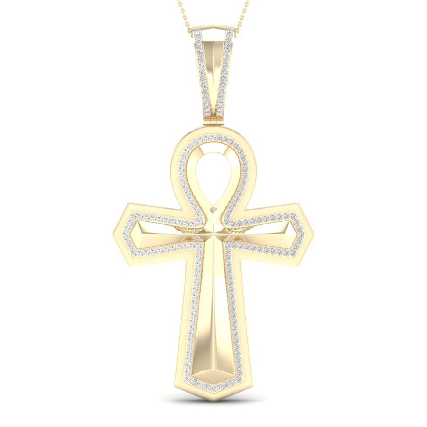 Colgante de diamantes Ankh de 0,40 quilates en oro amarillo de 10 quilates