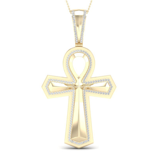 Colgante de diamantes Ankh de 0,40 quilates en oro amarillo de 10 quilates