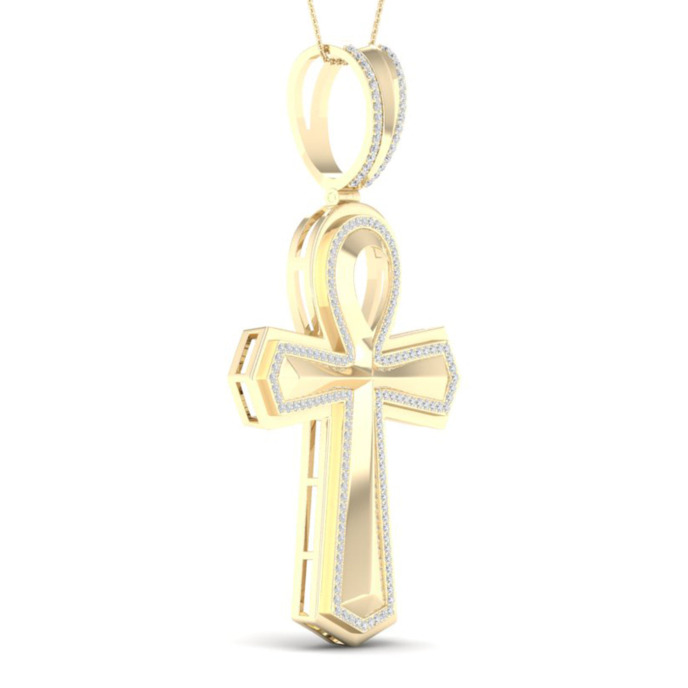 Colgante de diamantes Ankh de 0,40 quilates en oro amarillo de 10 quilates