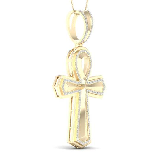 Colgante de diamantes Ankh de 0,40 quilates en oro amarillo de 10 quilates