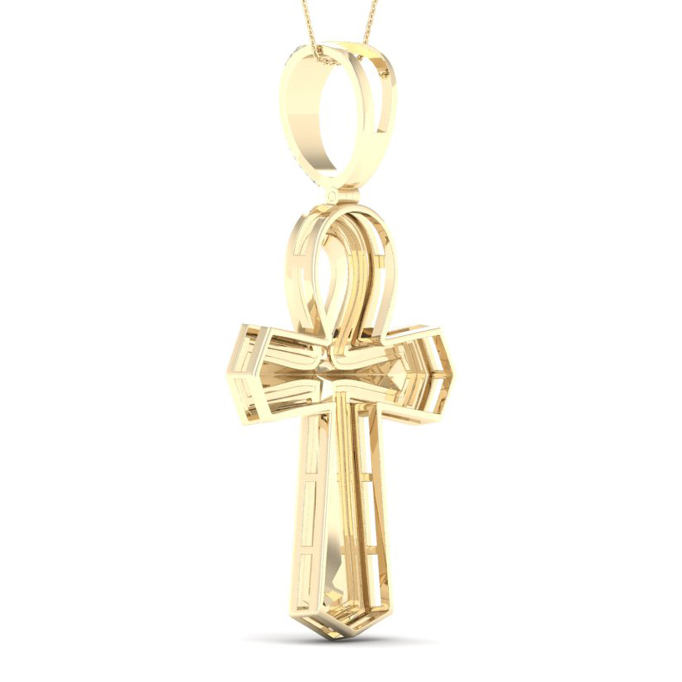 Colgante de diamantes Ankh de 0,40 quilates en oro amarillo de 10 quilates