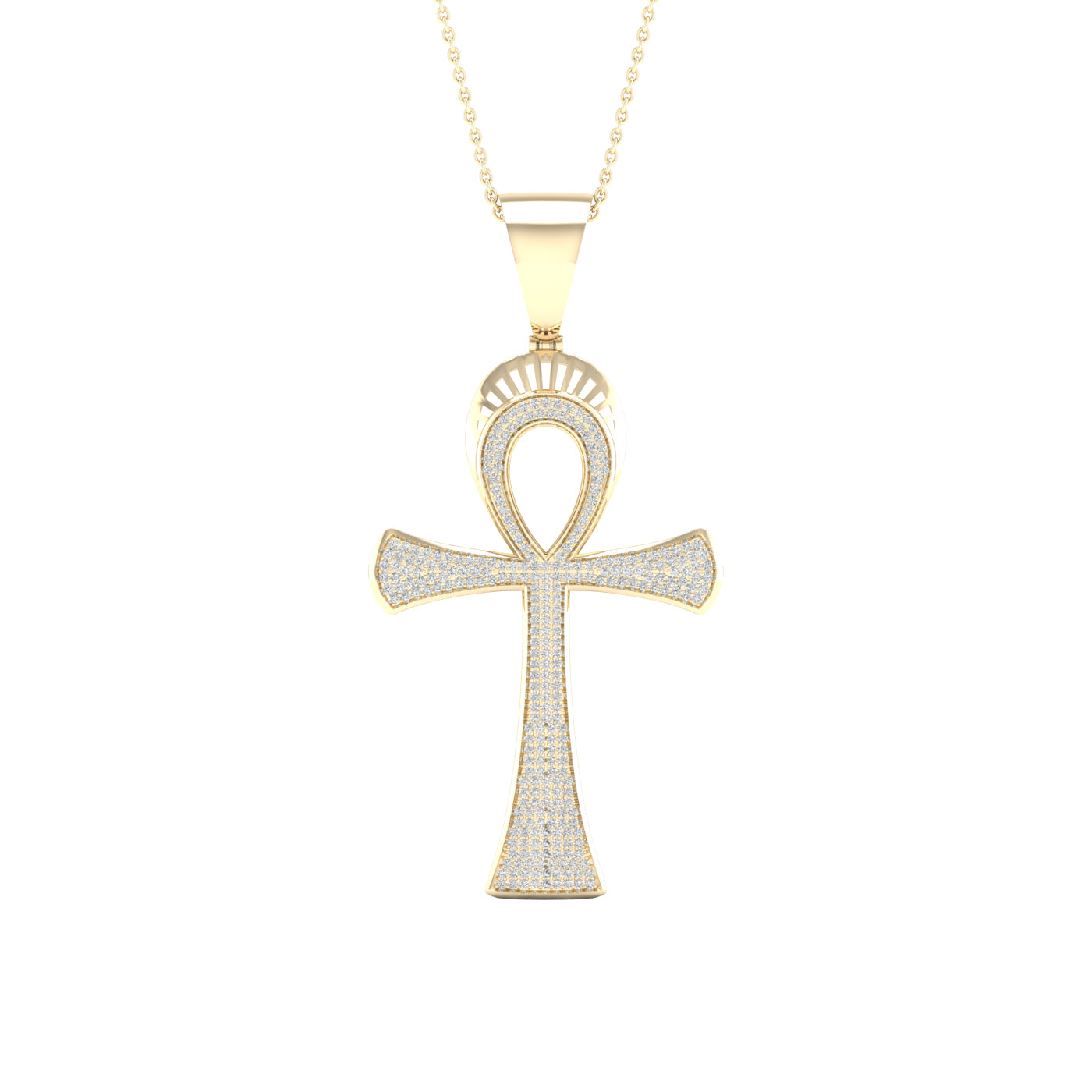 Divine 10K Yellow Gold 0.75CT Diamond Radiant Ankh Pendant