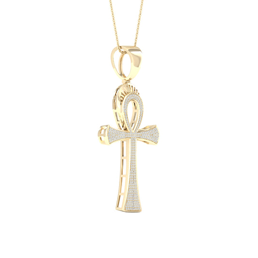 Divine 10K Yellow Gold 0.75CT Diamond Radiant Ankh Pendant