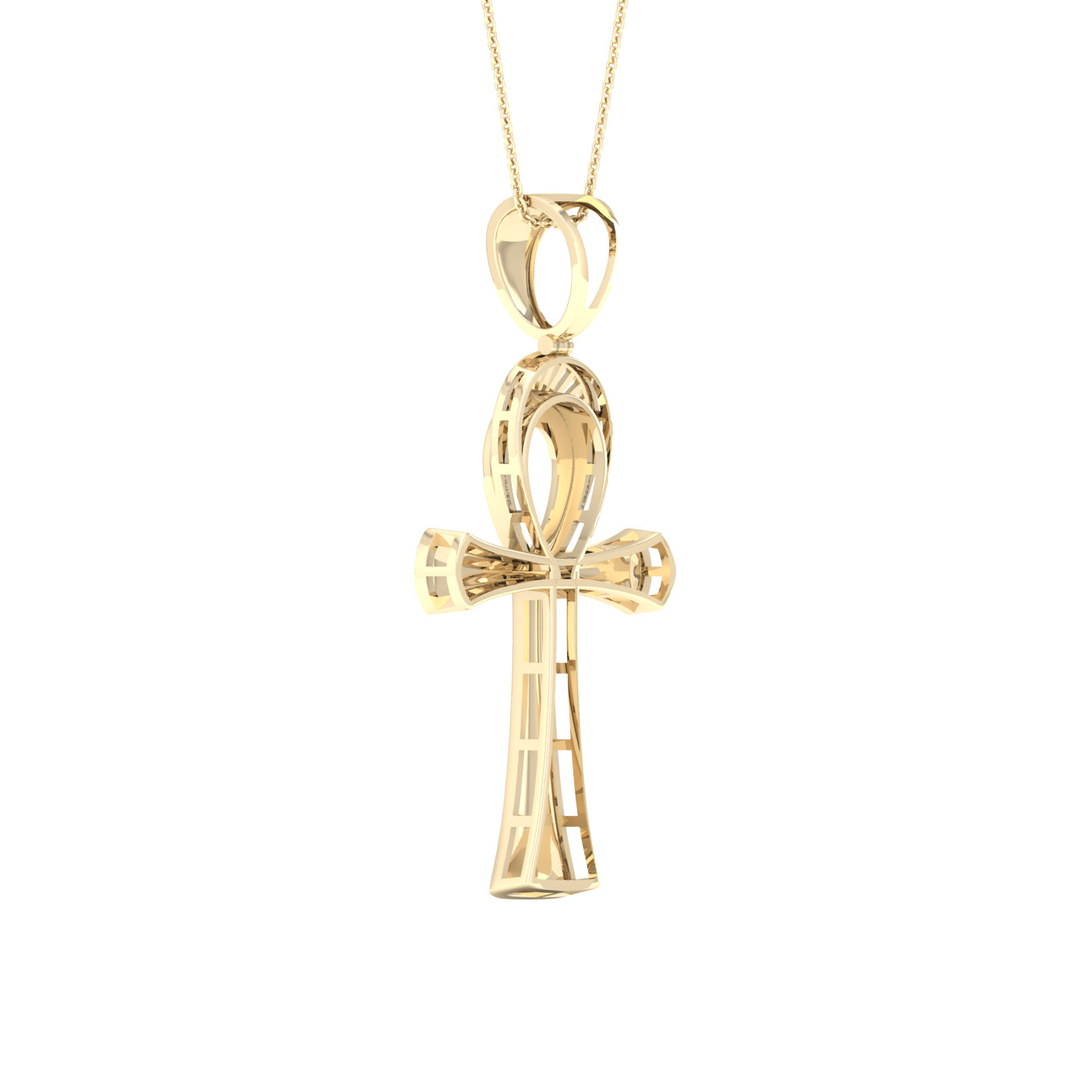 Divine 10K Yellow Gold 0.75CT Diamond Radiant Ankh Pendant