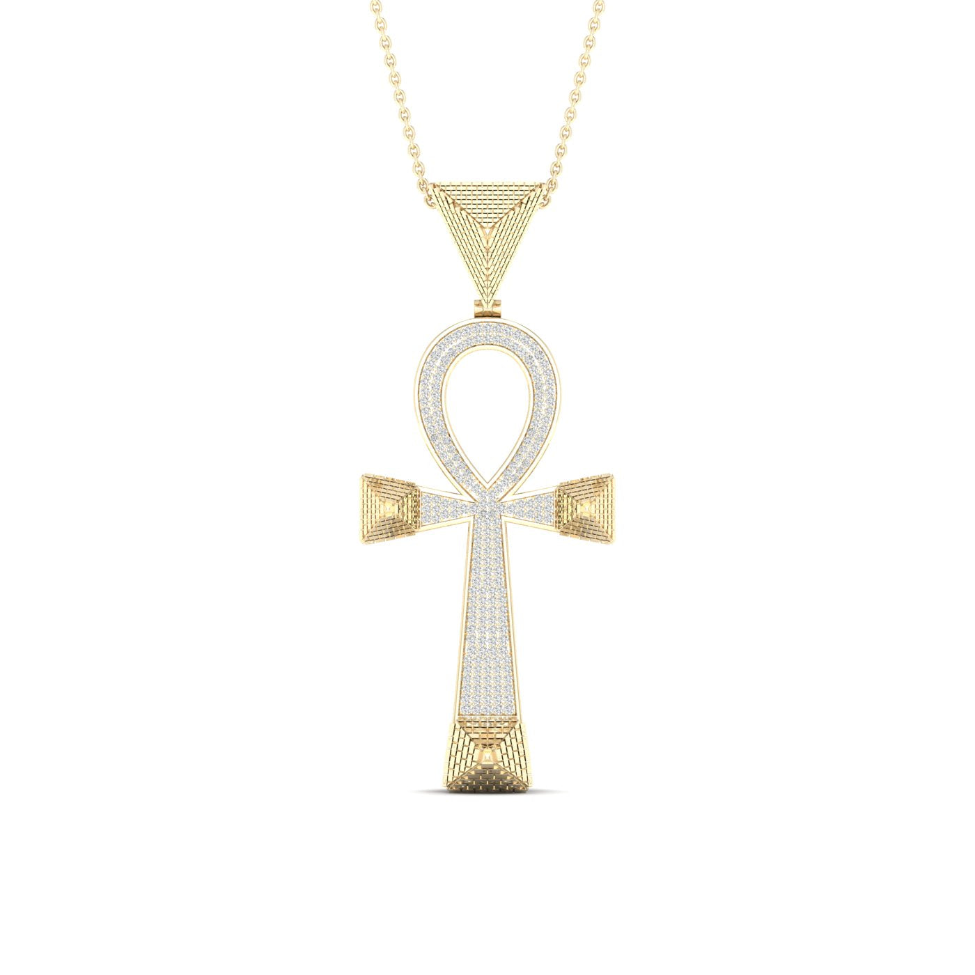 Divine 10K Yellow Gold 0.50CT Diamond Ankh Men's Pendant