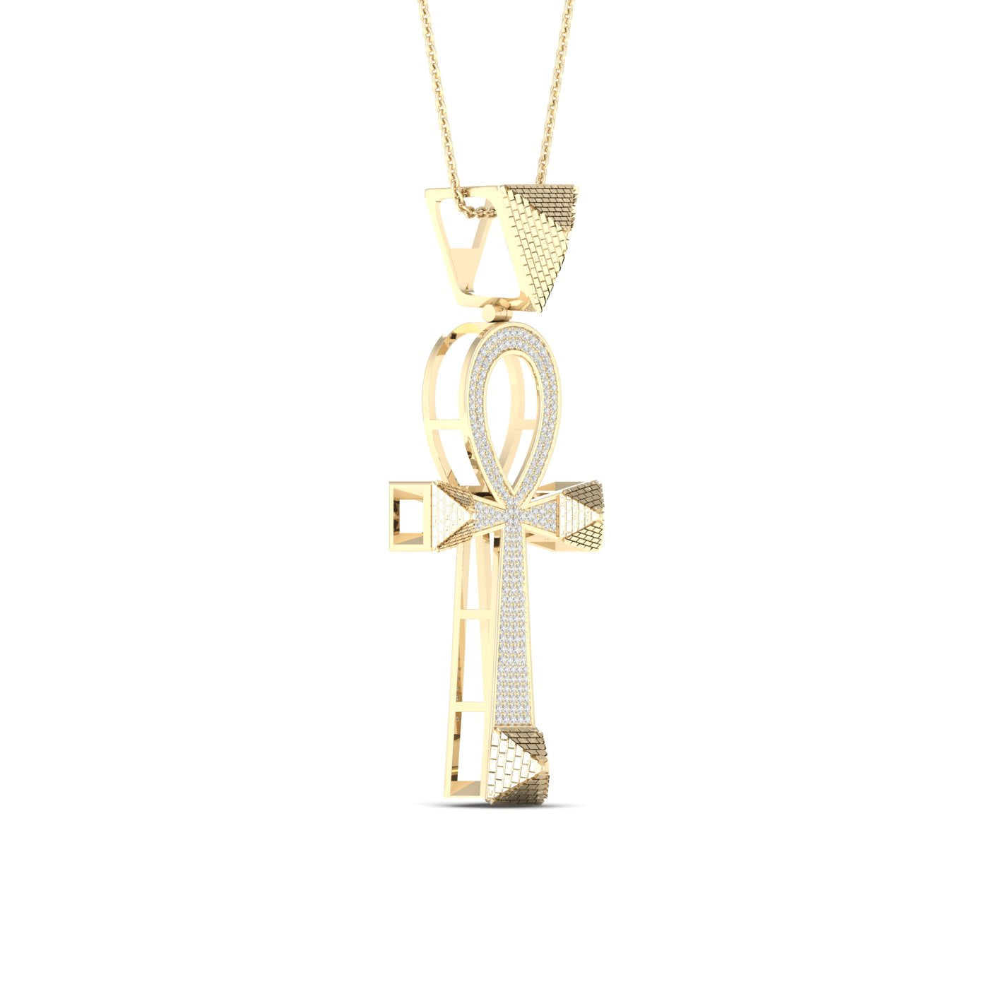 Divine 10K Yellow Gold 0.50CT Diamond Ankh Men's Pendant