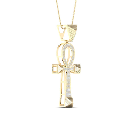 Divine 10K Yellow Gold 0.50CT Diamond Ankh Men's Pendant