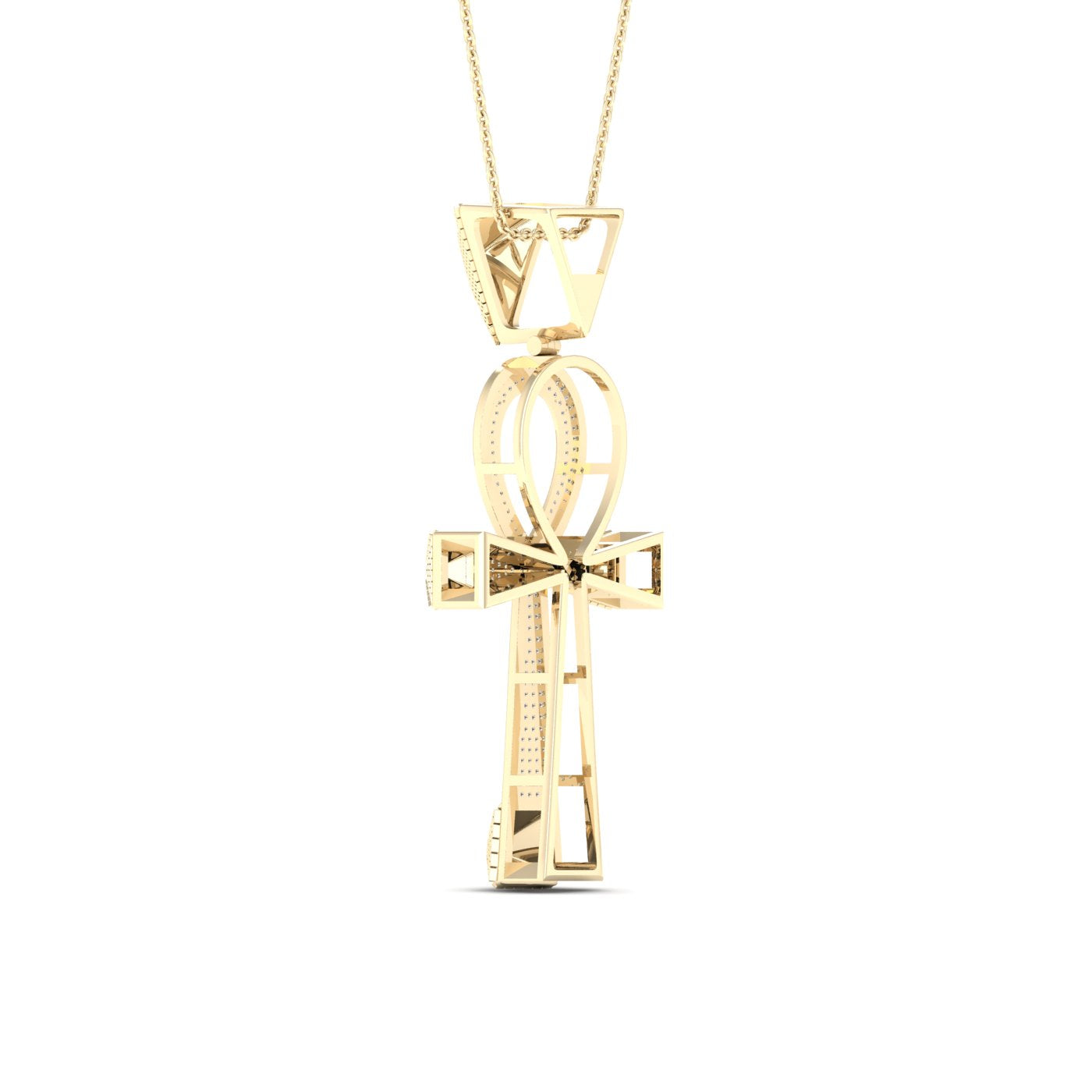 Divine 10K Yellow Gold 0.50CT Diamond Ankh Men's Pendant