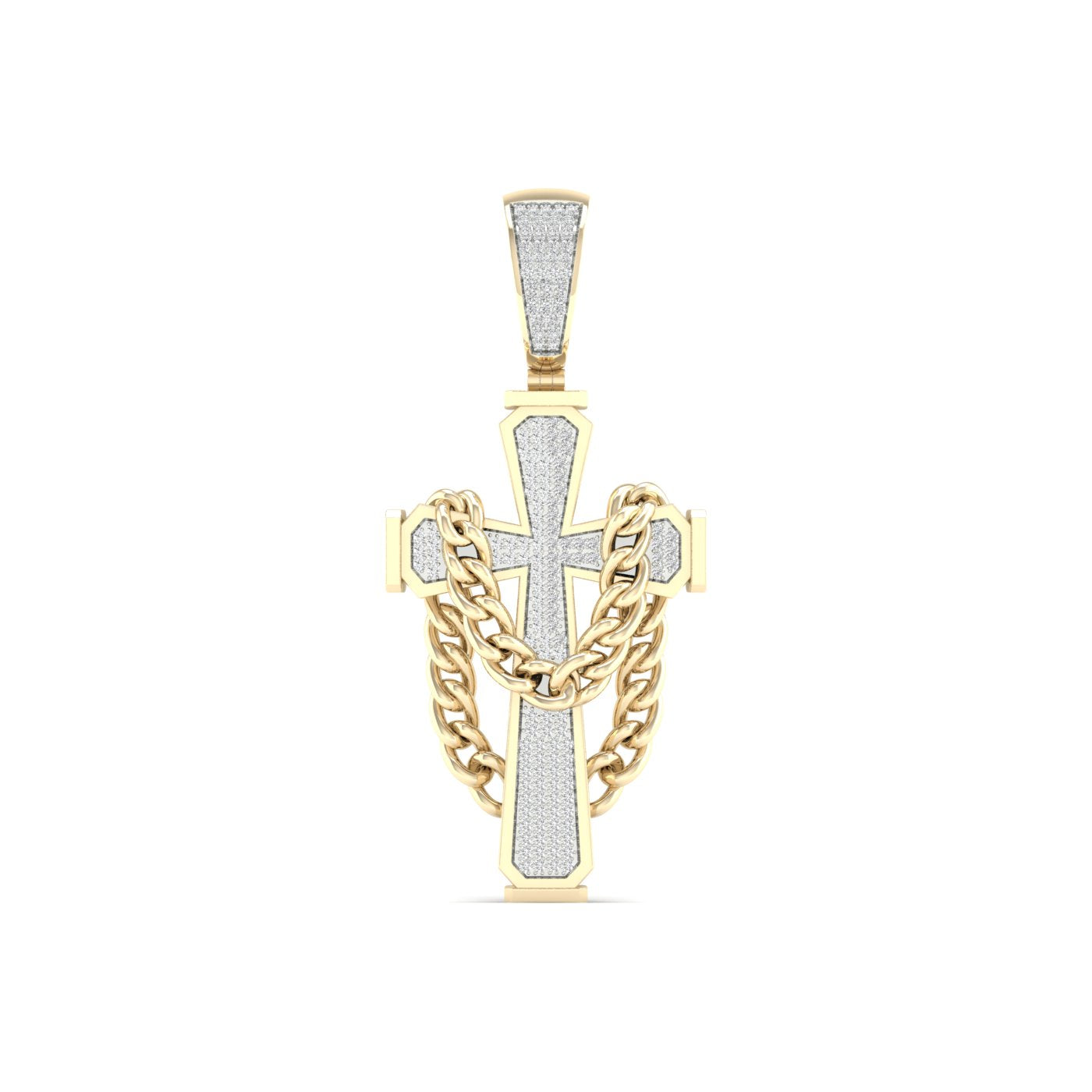 Colgante de cruz de diamantes de 0,43 quilates en oro amarillo radiante de 10 quilates