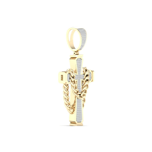 Radiant 10K Yellow Gold 0.43CT Diamond Cross Pendant