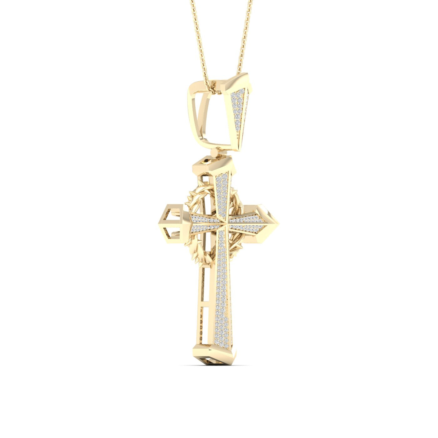 Intricate 10K Yellow Gold 0.50CT Diamond Barbed Cross Pendant