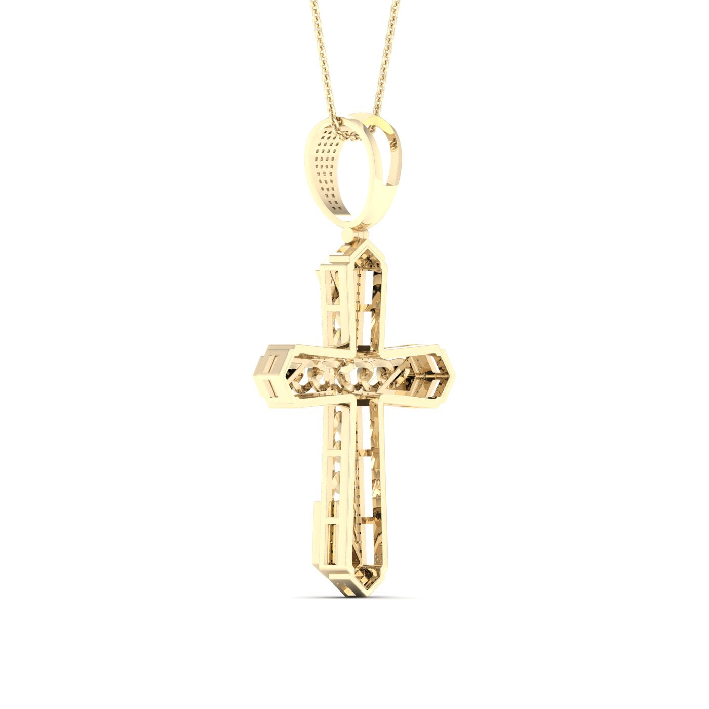 Colgante religioso de cruz de diamantes de 0,55 quilates de oro amarillo macizo de 10 quilates