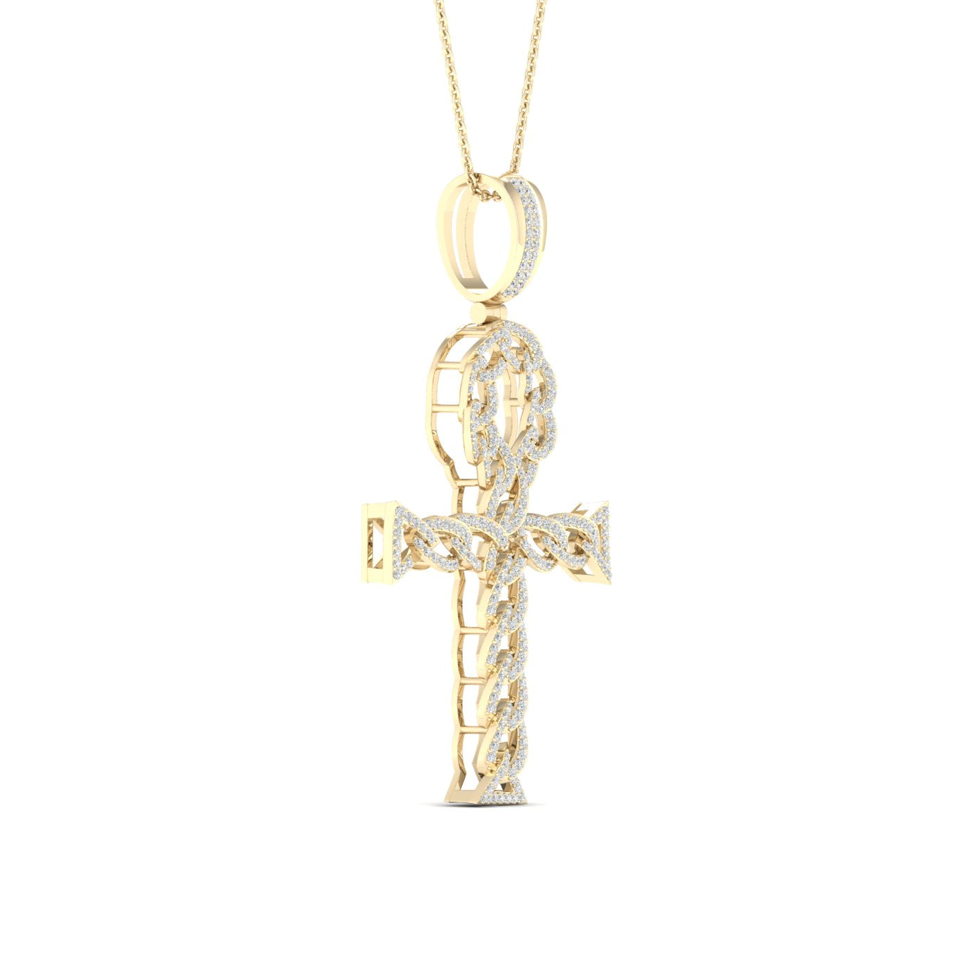 Colgante Ankh con giro celta de diamantes de 0,70 quilates en oro amarillo de 10 quilates