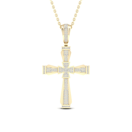 Faithful 10K Yellow Gold 0.50CT Diamond Cross Pendant