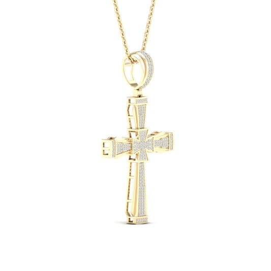 Faithful 10K Yellow Gold 0.50CT Diamond Cross Pendant