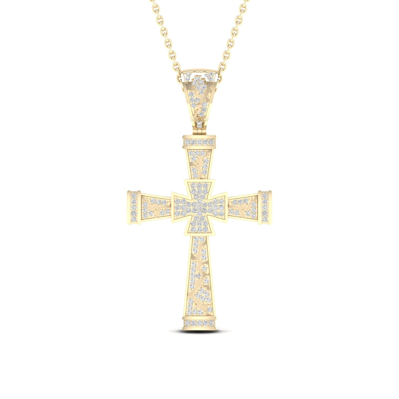 10K Yellow Gold Detailed Cross 0.40 CT Diamond Pendant