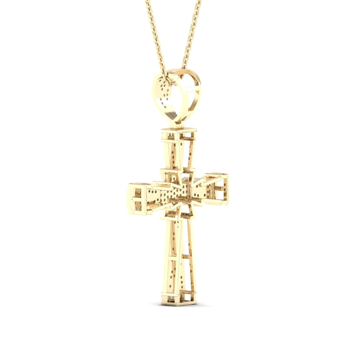 10K Yellow Gold Detailed Cross 0.40 CT Diamond Pendant
