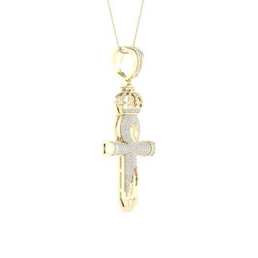 Regal 10K Yellow Gold 0.50CT Diamond Crowned Ankh Pendant