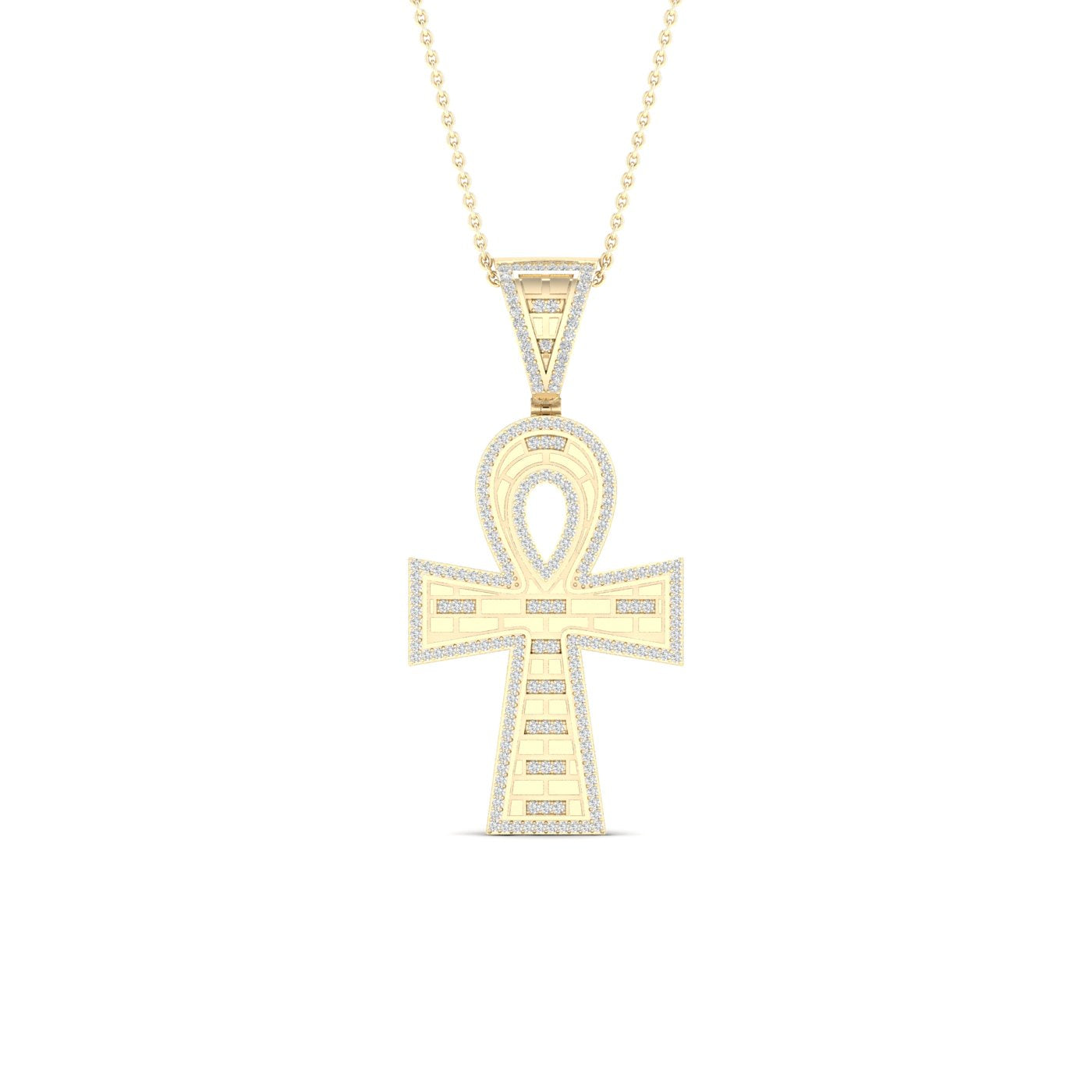 Colgante Ankh con incrustaciones de diamantes de 0,50 quilates en oro amarillo brillante de 10 quilates