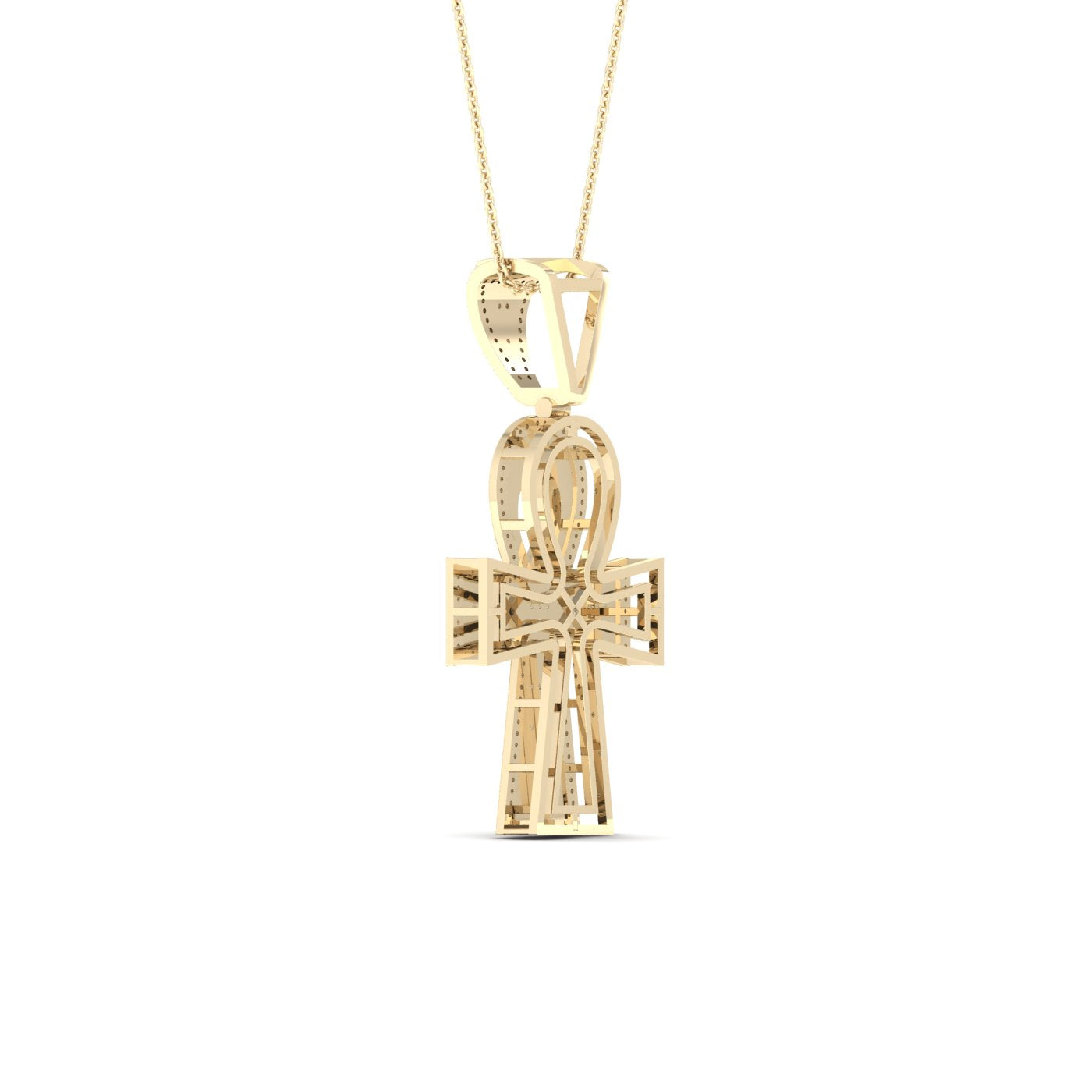 Colgante Ankh con incrustaciones de diamantes de 0,50 quilates en oro amarillo brillante de 10 quilates
