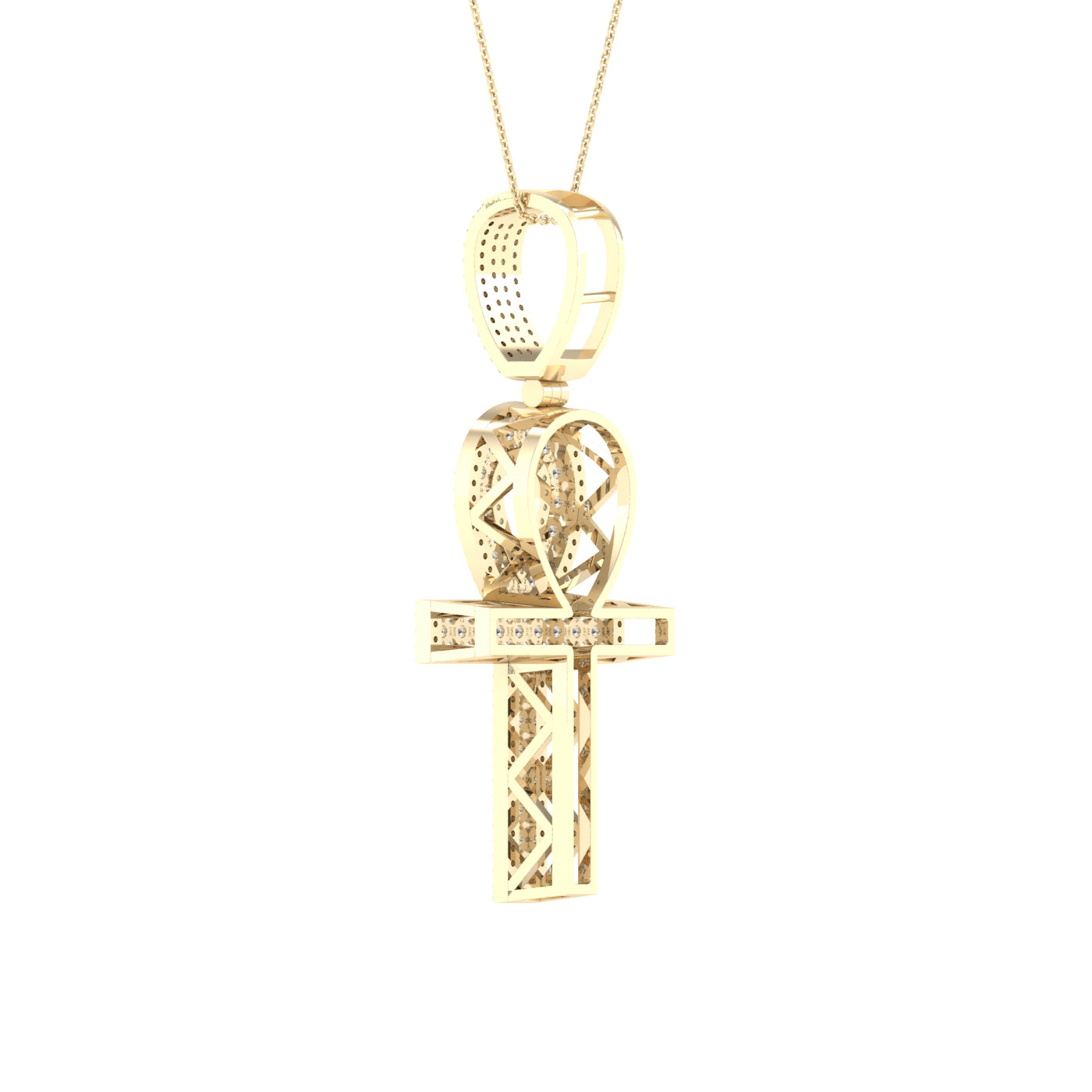 Colgante Ankh sereno de oro amarillo de 10 quilates con diamantes de 0,50 quilates