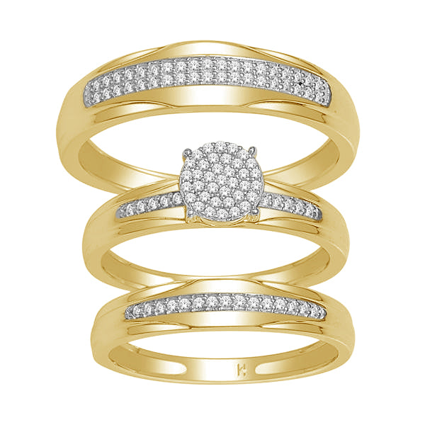 10K Yellow Gold 0.33 CT Round Diamond Trio Set