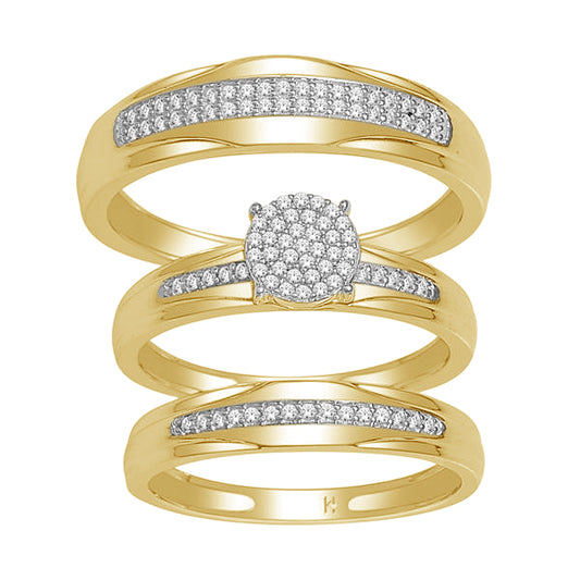 10K Yellow Gold 0.33 CT Round Diamond Trio Set