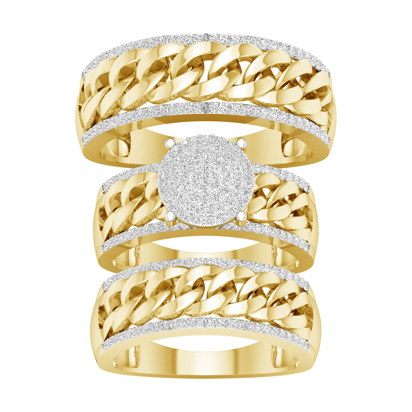10K Yellow Gold 0.60 CT Diamond Braided Trio Set