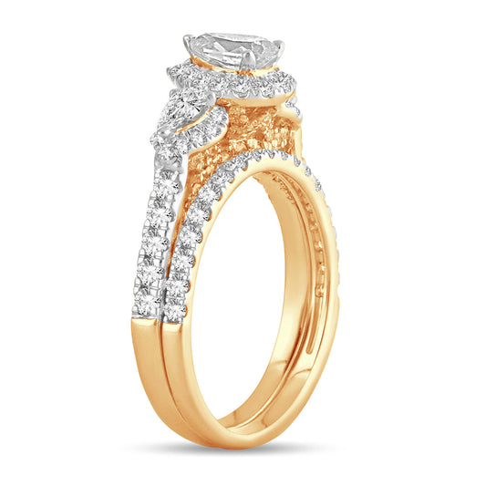 Celestial Marquise - Anillo nupcial de oro amarillo de 14 quilates con diamantes de 2,00 quilates