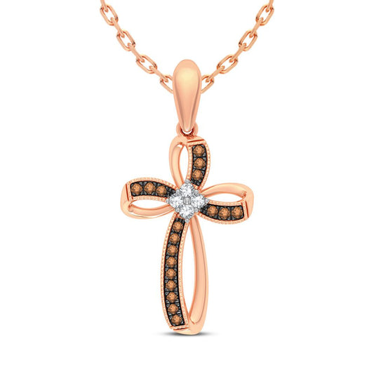 Radiant Faith 14K Rose Gold 0.14 CT Petite Diamond Cross Pendant