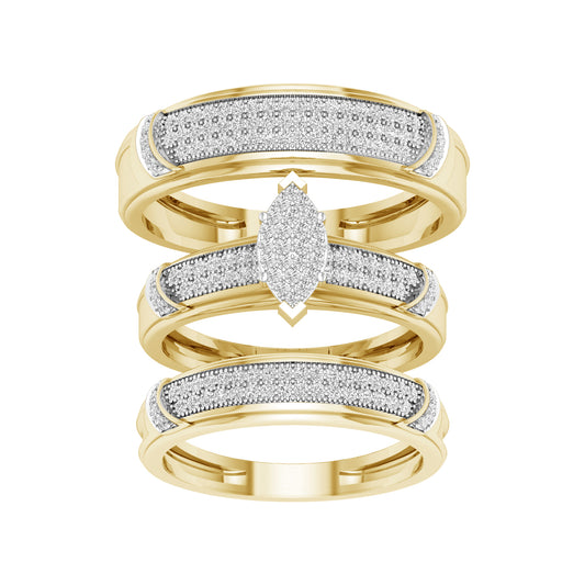 10K Yellow Gold 0.50 CT Marquise Diamond Trio Set