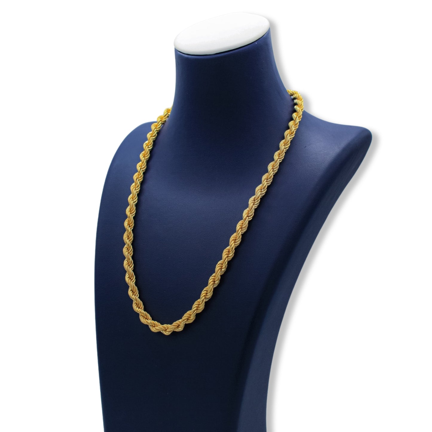 Collar de cadena de cuerda de 5 mm en oro amarillo semihueco de 18 quilates
