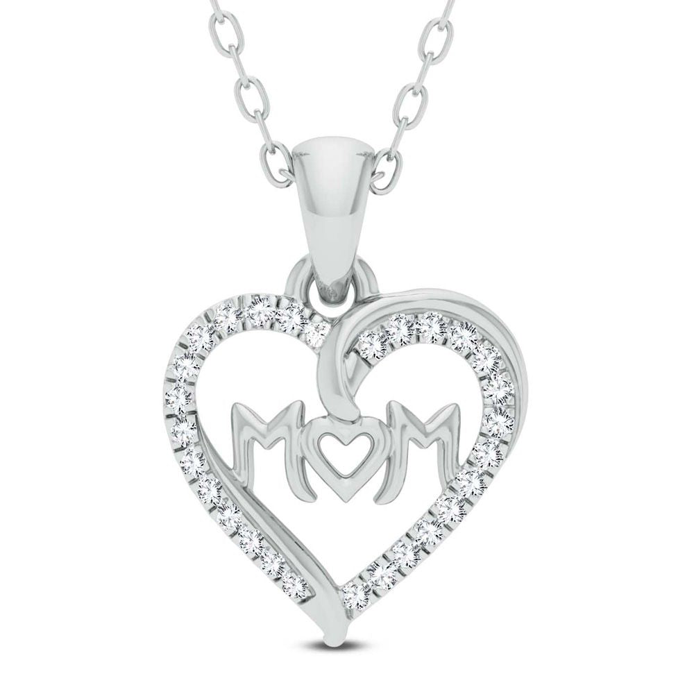 Abrazo de la madre - Colgante de diamantes de 0,13 CTW en oro blanco de 10 quilates