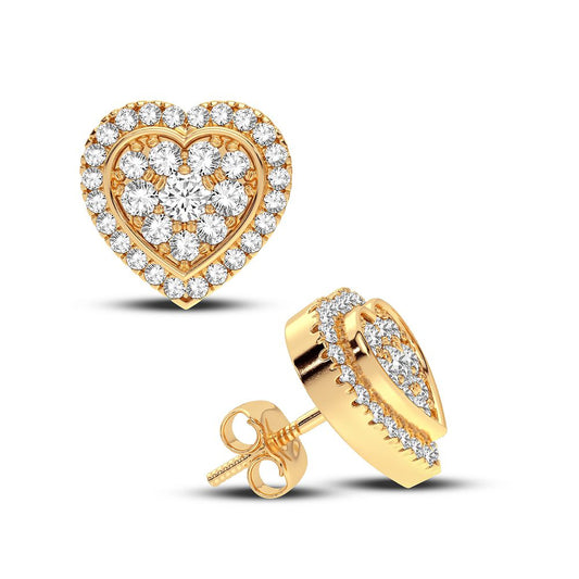 Exquisitos aretes de corazón de diamantes de 0,43 quilates en oro amarillo de 14 quilates