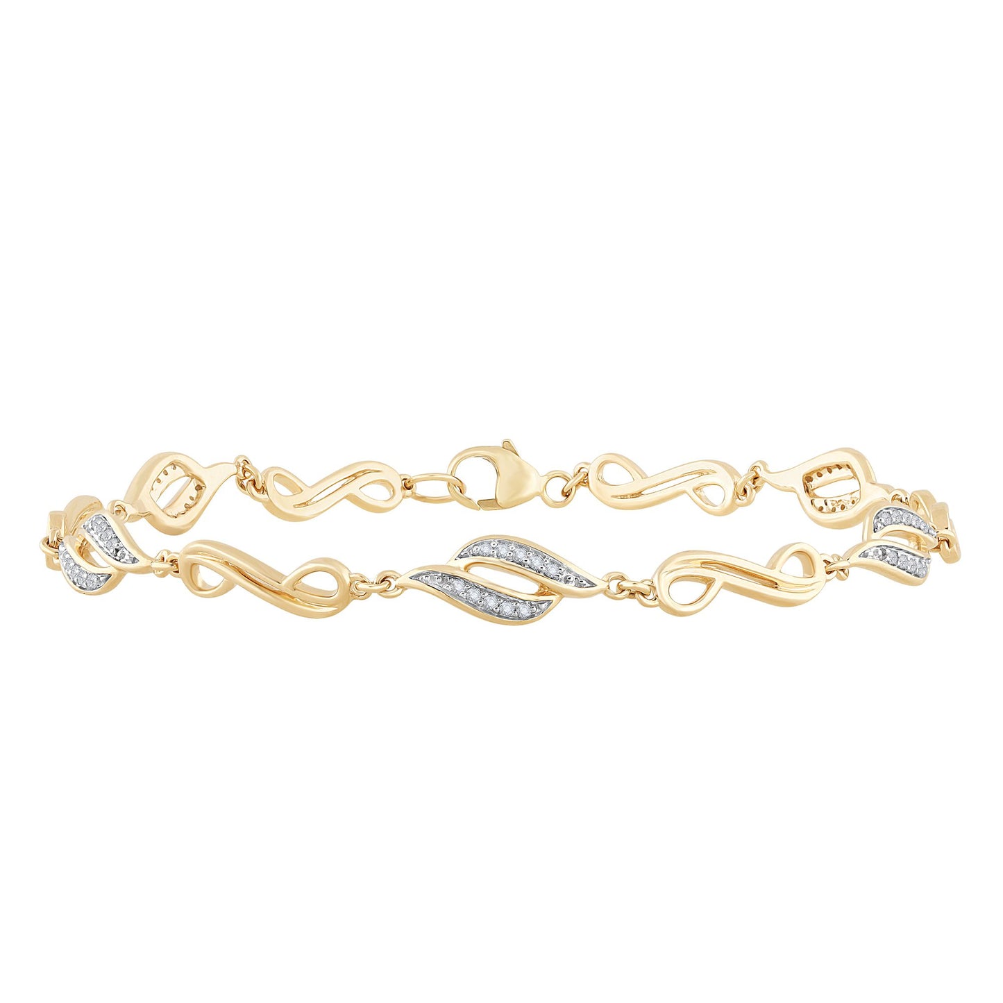 Encantadora pulsera de diamantes - Oro amarillo de 10 quilates Diamantes de 0,20 quilates