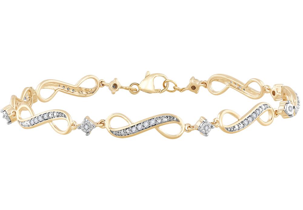 Infinity Loop Diamond Bracelet - 10K Yellow Gold 0.25 CT Diamonds