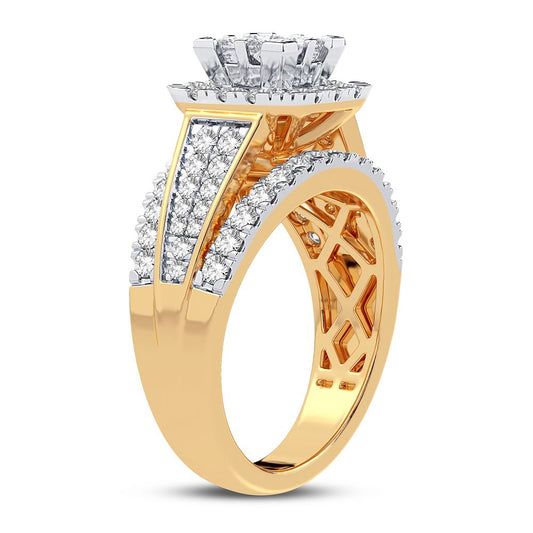 Architectural Allure - 14K Two-Tone 1.50CT Princess Cut Diamond Ring