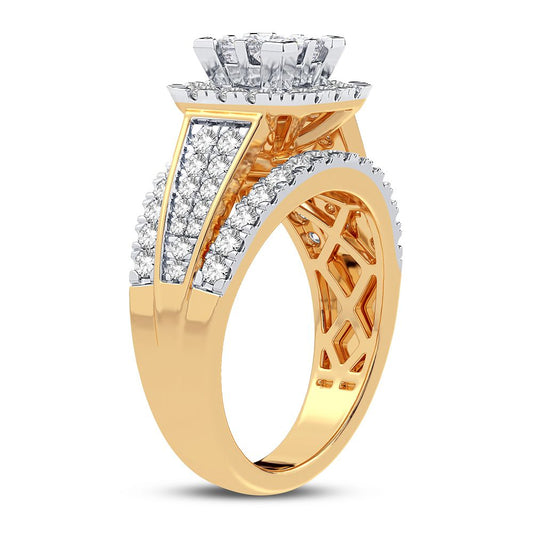 Architectural Allure - 14K Two-Tone 1.50CT Princess Cut Diamond Ring