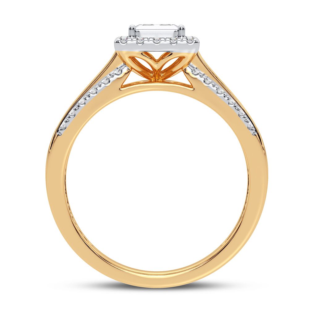 Golden Luxe - Anillo de compromiso de diamantes de 14 quilates y 0,50 quilates