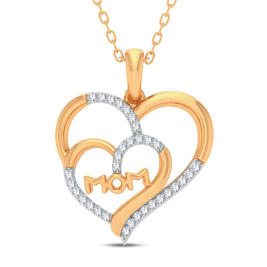 Maternal Heart - Charming 10K Yellow Gold 0.13 CTW Diamond Pendant