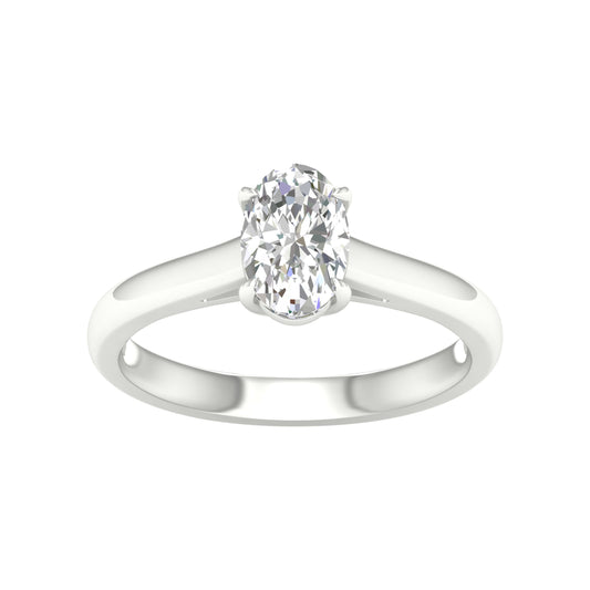 Anillo de diamantes cultivados en laboratorio ovalados de 1,00 quilates de oro blanco de 14 quilates