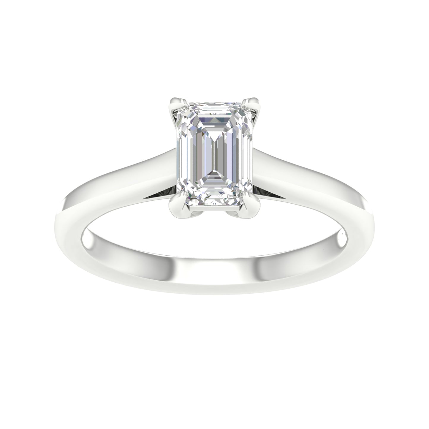 Elegant Emerald Cut: 14K White Gold 1.00CT Emerald-Cut Lab Grown Diamond Ring