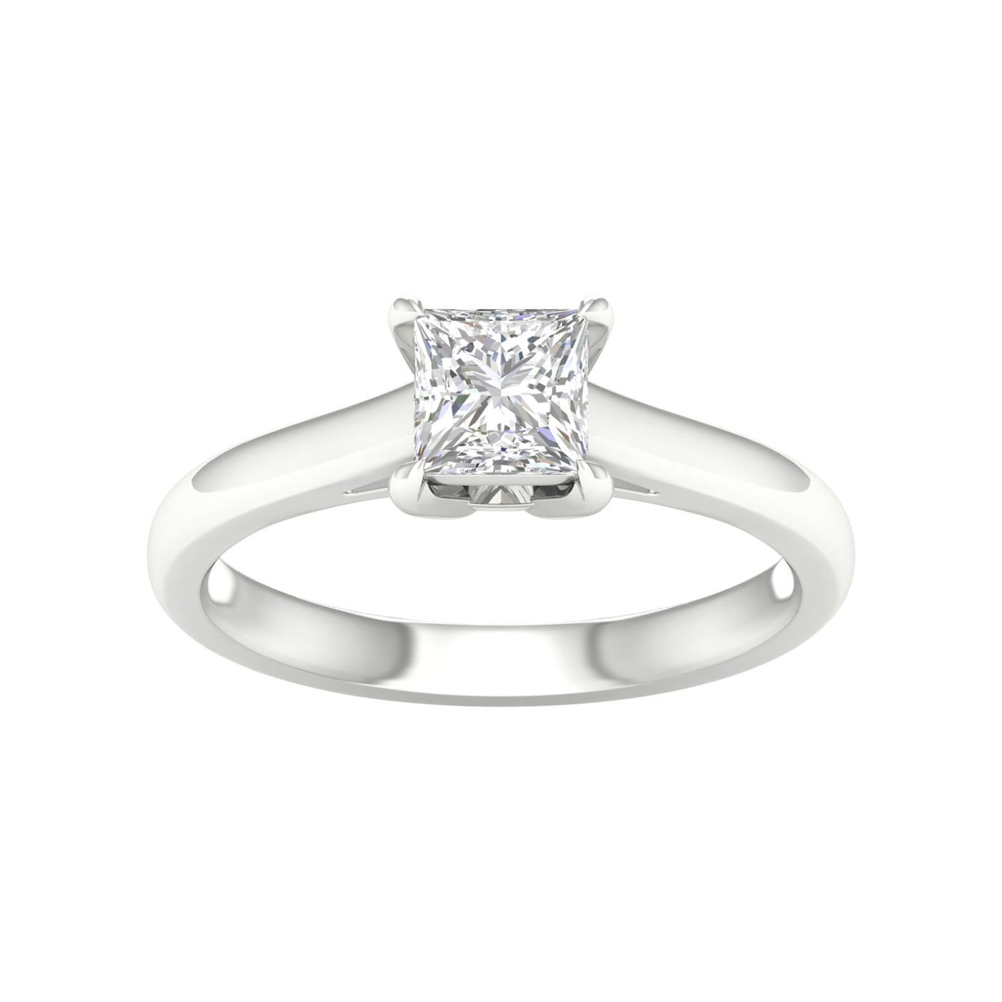 Brillo del solitario: Anillo de diamantes cultivados en laboratorio de talla princesa de 1,00 quilates en oro blanco de 14 quilates