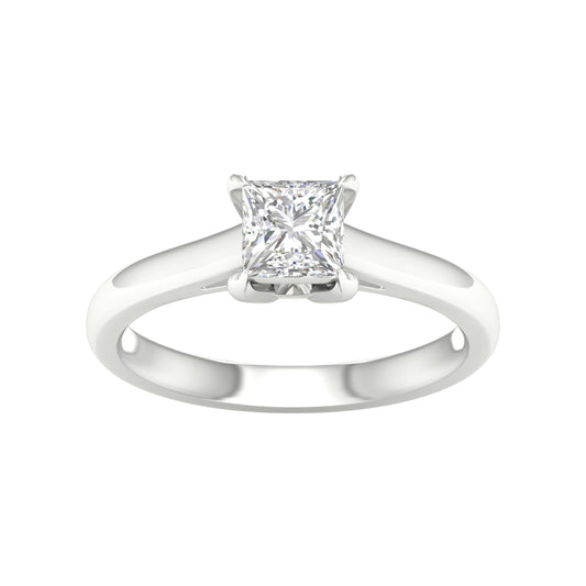 Brillo del solitario: Anillo de diamantes cultivados en laboratorio de talla princesa de 1,00 quilates en oro blanco de 14 quilates