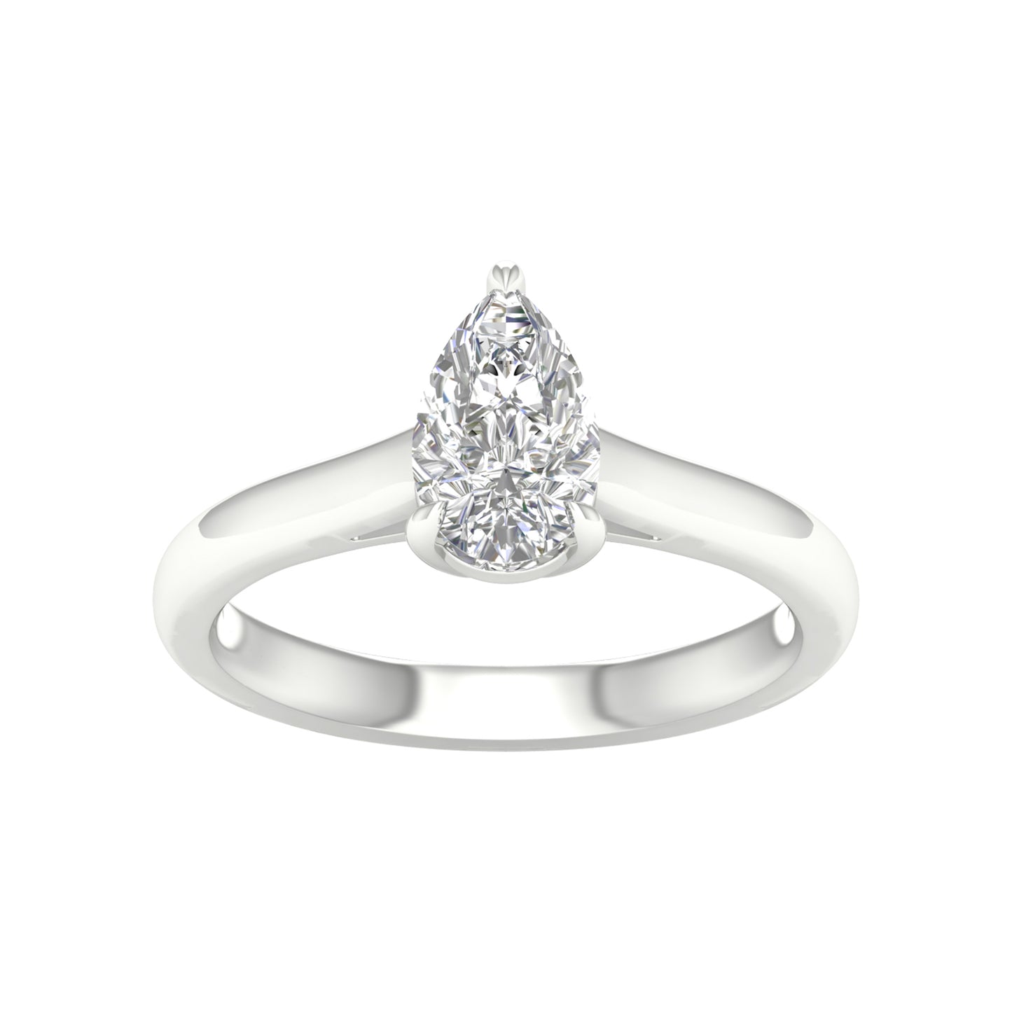 Luminous Pear Elegance: 14K White Gold 1.00CT Lab Grown Diamond Ring